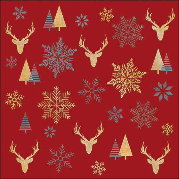 Luncheon Napkin Winter Silhouettes | Red