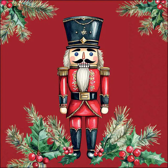Luncheon Napkin Wooden Nutcracker | Red