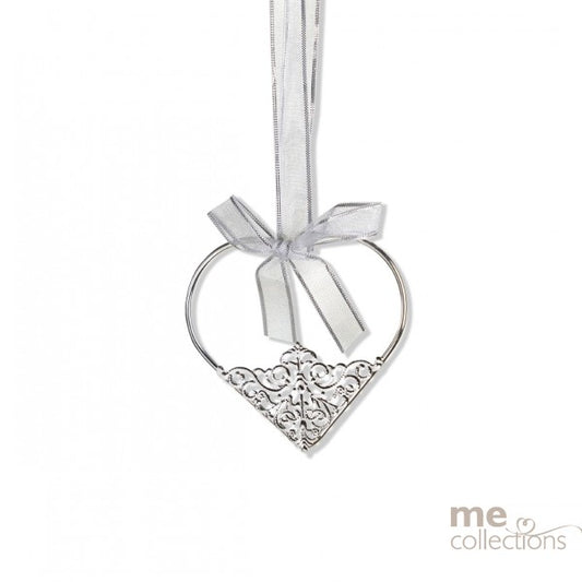 Silver Filigree Metal Heart