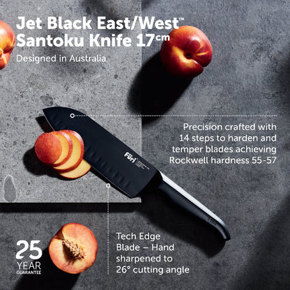 Furi Pro Jet Black East/West Santoku Knife 17cm