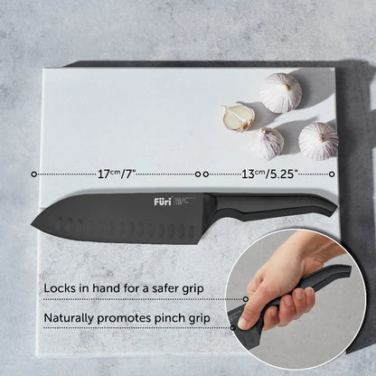 Furi Pro Jet Black East/West Santoku Knife 17cm