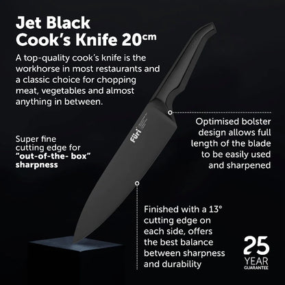 Furi Pro Jet Black Cooks Knife 20cm