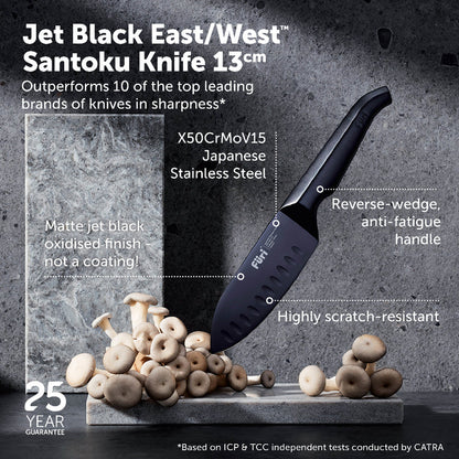 Furi Pro Jet Black East/West Santoku Knife 13cm