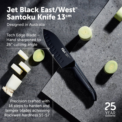 Furi Pro Jet Black East/West Santoku Knife 13cm