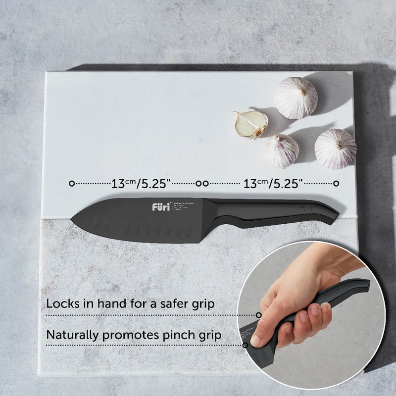 Furi Pro Jet Black East/West Santoku Knife 13cm