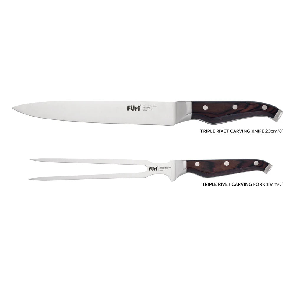 Furi Triple Rivet Carving Set 2pce
