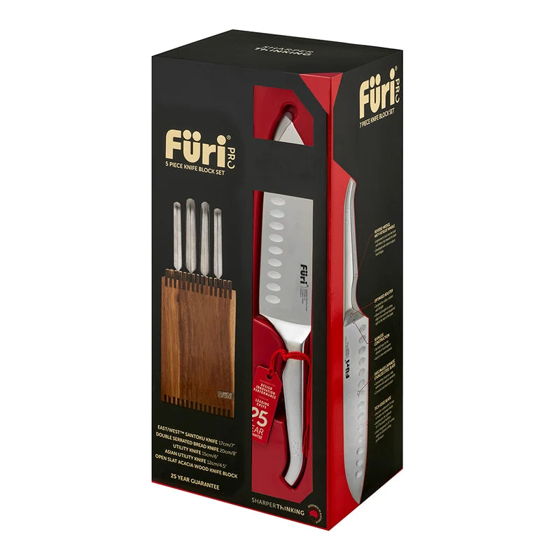 Furi Pro 5pce Acacia Open Slat Knife Block Set
