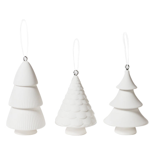 Hanging Christmas Trees White s/3