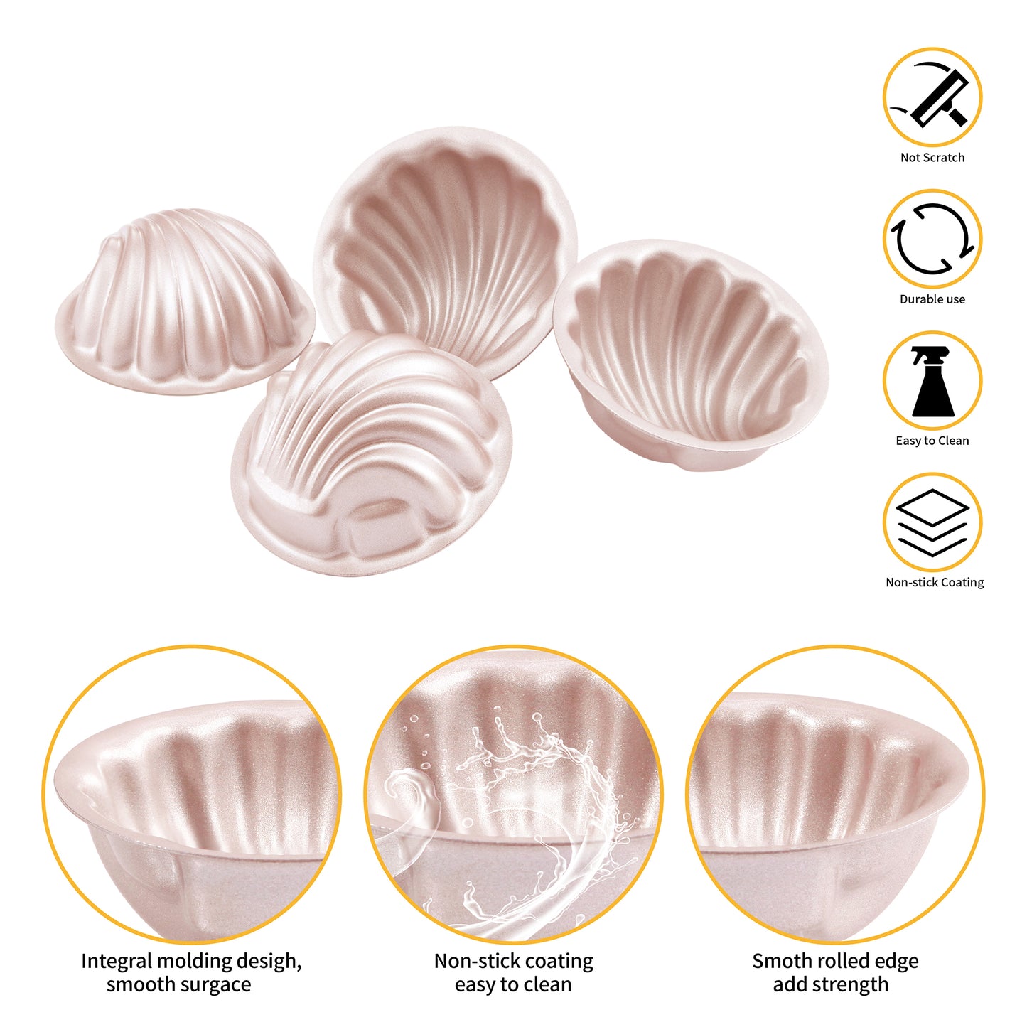 Mini Madeleine Shell Pan 7.4cm - Set 4