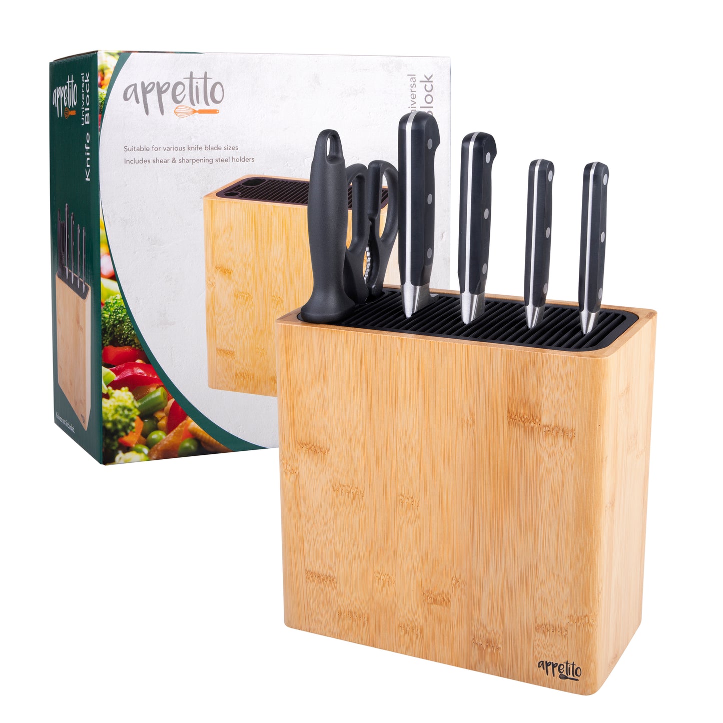 Rectangle Universal Knife Block | Bamboo (empty)