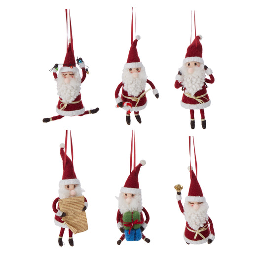 Hanging Wool Santa Ornament