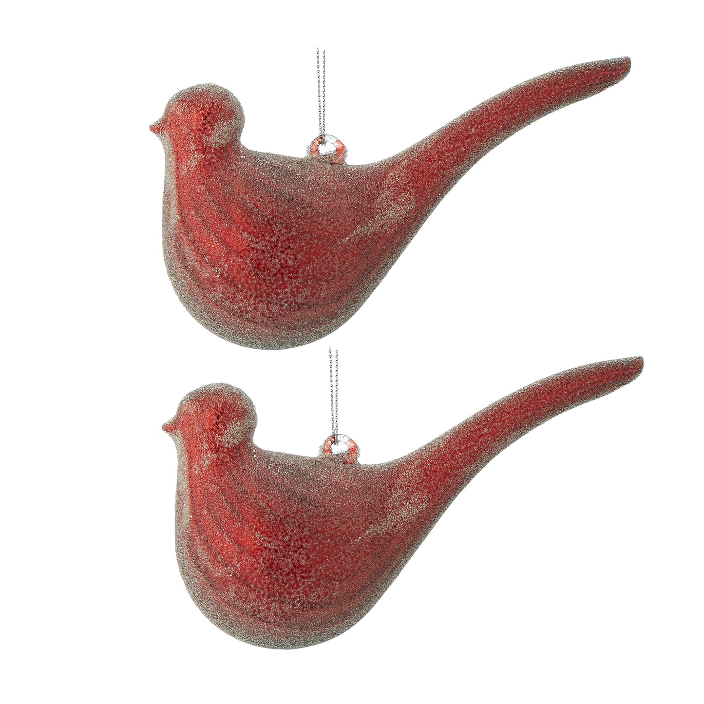 Hanging Glass Sugared Dove Ornament