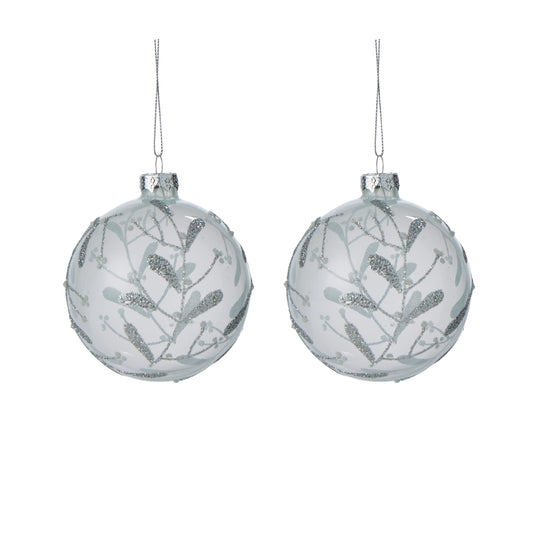 Hanging Glass Frosted Mistletoe Ornament