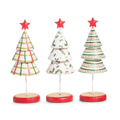 12" Christmas Paper Mache Tree Asst