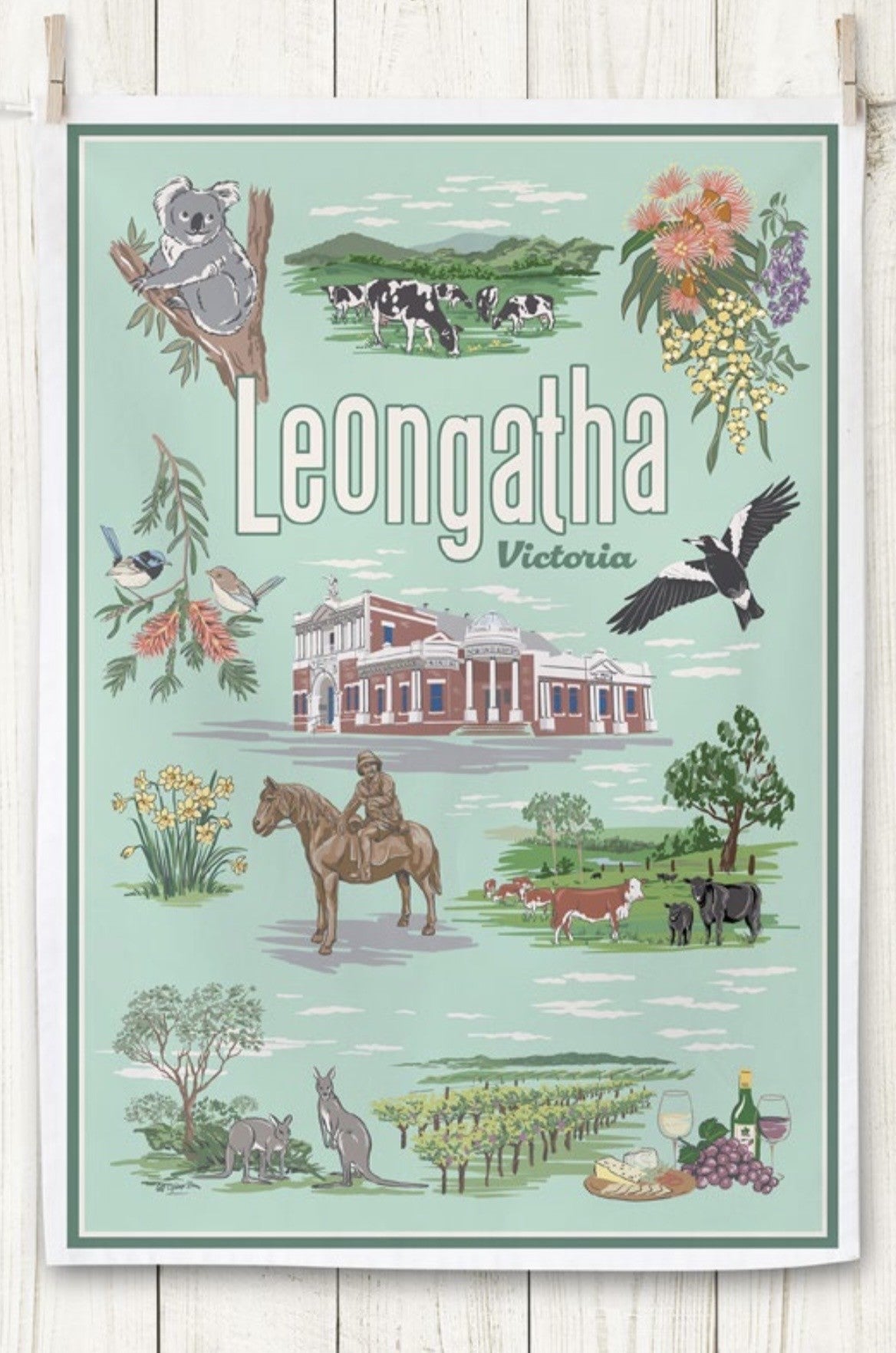 Leongatha Vintage Tea Towel | Green