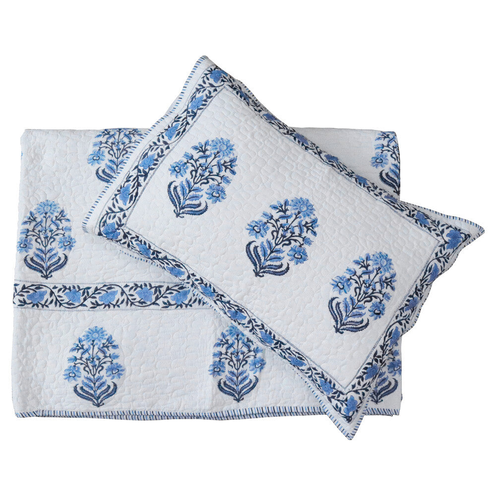 Bedspread Quilt Set Bleu Garden