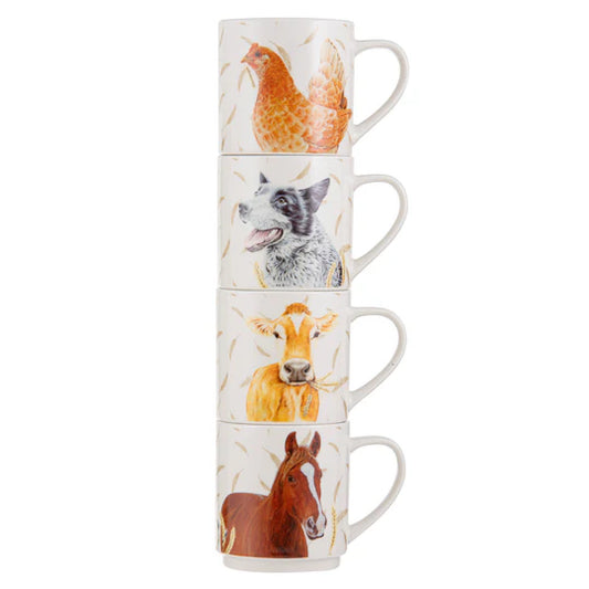Farmyard Faces 2 Stackable Mugs
