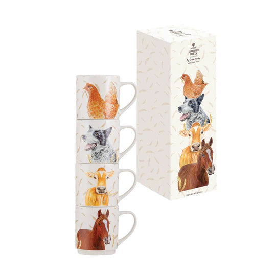 Farmyard Faces 2 Stackable Mugs