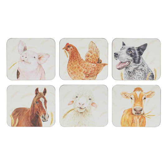 Farmyard Faces 2 Coasters 6pk