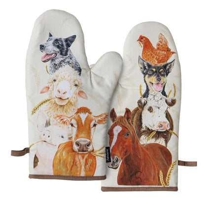 Farmyard Faces 2 Oven Mitt 2pk