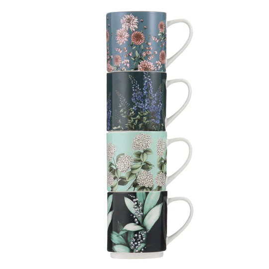 Secret Garden Blue Stackable Mugs