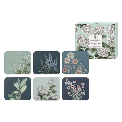 Secret Garden Blue Coasters pk6