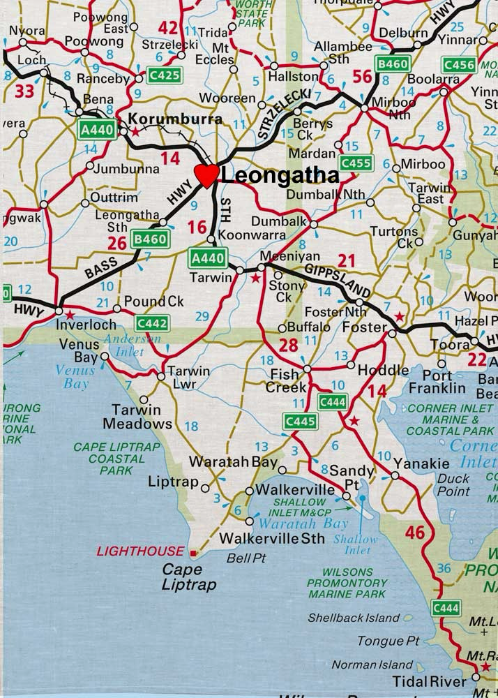Leongatha Melways Map Tea Towel