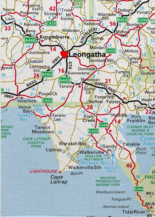 Leongatha Melways Map Tea Towel