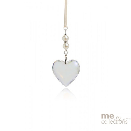 Delicate Glass Heart with Pearls