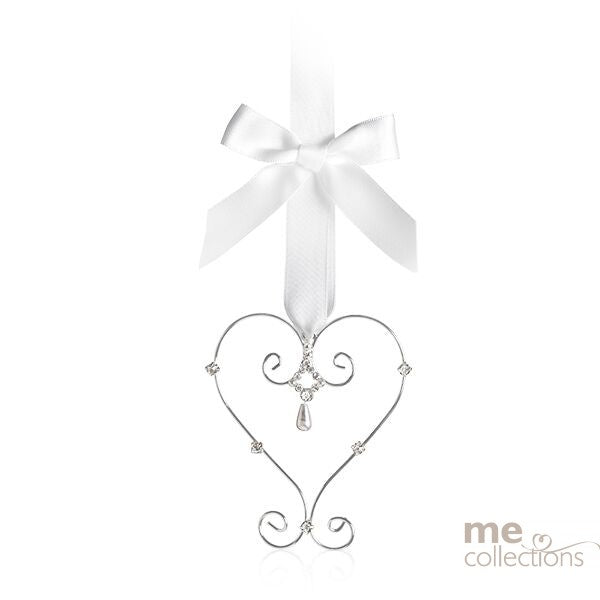 Heart with Diamante & Pearl Drop | Silver