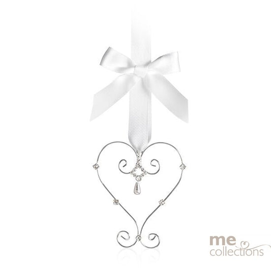 Heart with Diamante & Pearl Drop | Silver