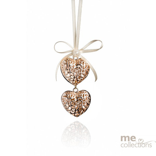Double Mini Heart with Bow | Rose Gold