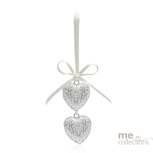 Double Mini Heart with Bow | Silver