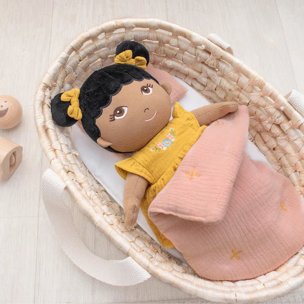 Rattan Doll Moses Basket - Blush