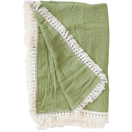 Baby Cotton Throw | Olive