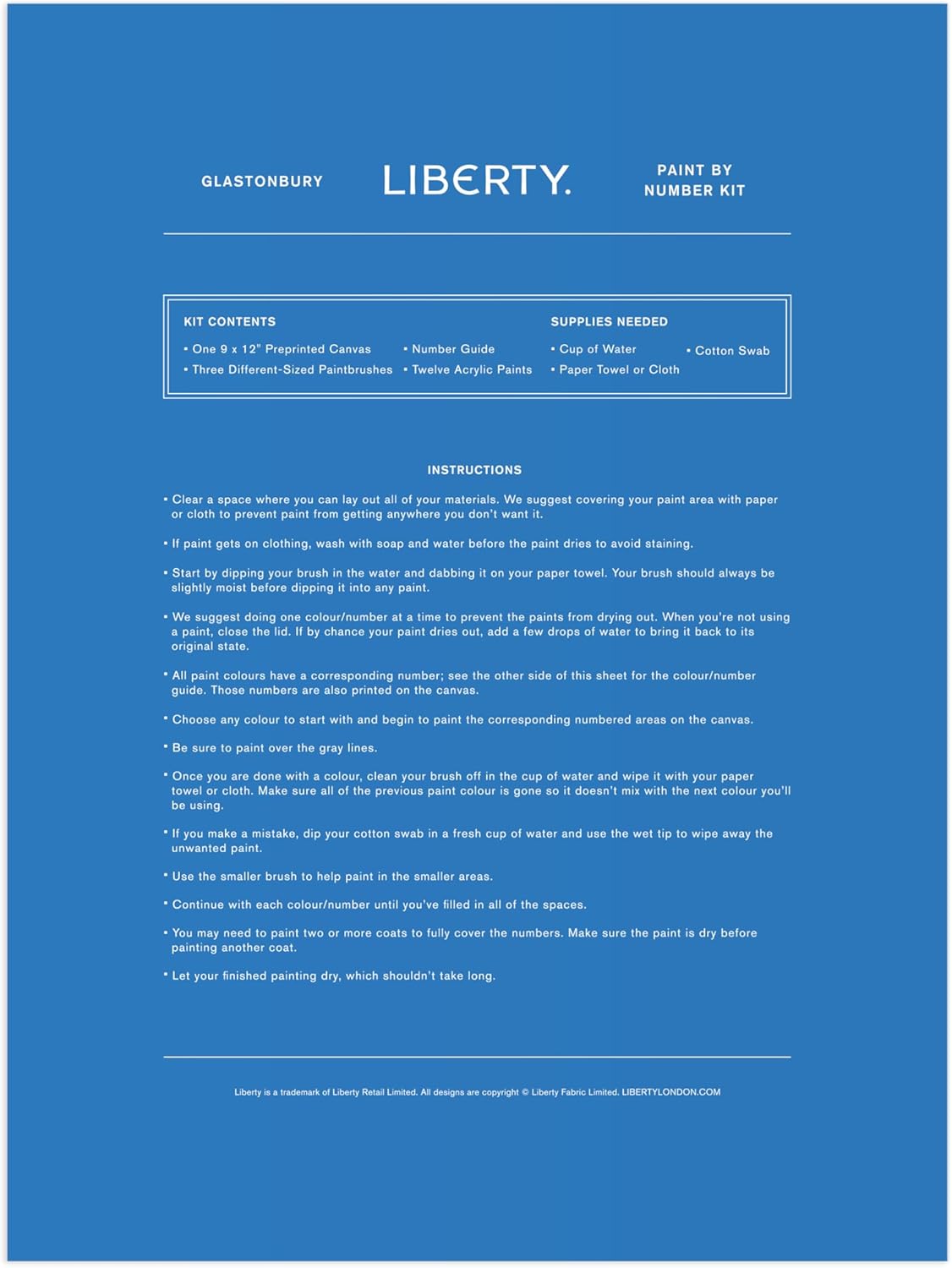 Liberty Glastonbury Paint by Number Kit