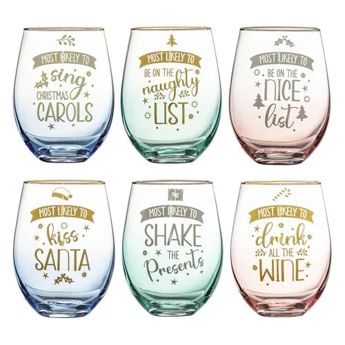 Candy Christmas Stemless Wine Glass