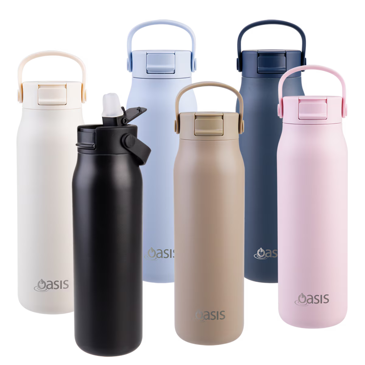 Oasis 'Sorrento' Sipper Bottle S/S Ceramic Lined 900ml | Alabaster
