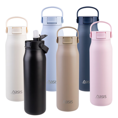 Oasis 'Sorrento' Sipper Bottle S/S Ceramic Lined 900ml | Alabaster