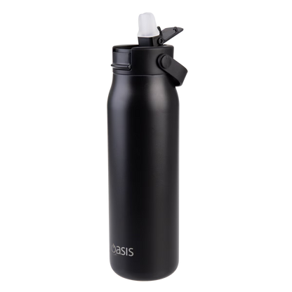 Oasis 'Sorrento' Sipper Bottle S/S Ceramic Lined 900ml | Black