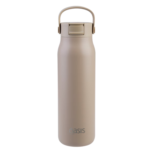 Oasis 'Sorrento' Sipper Bottle S/S Ceramic Lined 900ml | Latte