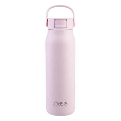 Oasis 'Sorrento' Sipper Bottle S/S Ceramic Lined 900ml | Pink Lemonade