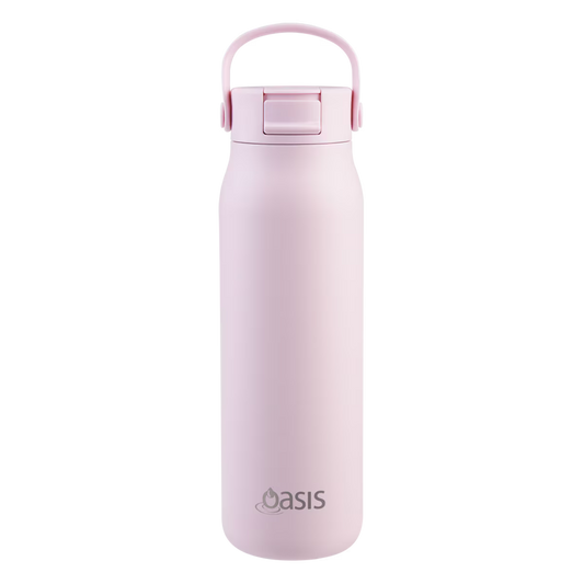 Oasis 'Sorrento' Sipper Bottle S/S Ceramic Lined 900ml | Pink Lemonade