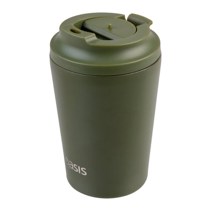 Ceramic Lined S/S Double Wall Coffee Cup | Forest Green 360ml