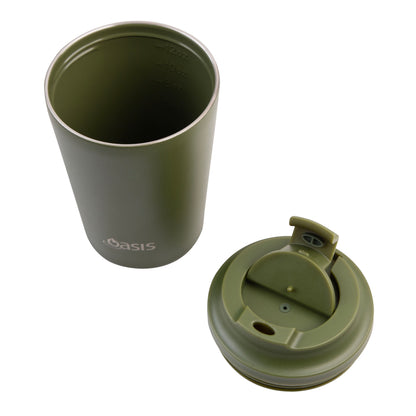 Ceramic Lined S/S Double Wall Coffee Cup | Forest Green 360ml