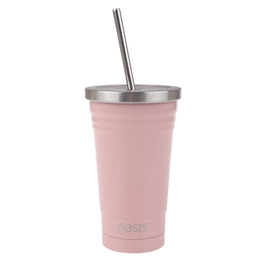 Insulated Smoothie Tumbler with Straw - Soft Pink