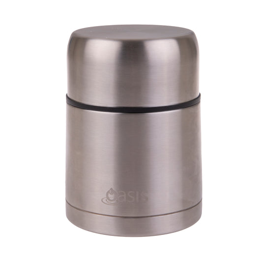Insulated Food Flask with Spoon | Silver 600ml