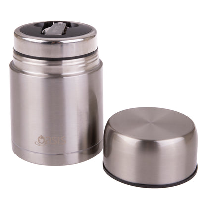Insulated Food Flask with Spoon | Silver 800ml