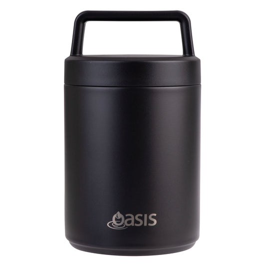 Insulated Food Flask with Handle & Spoon | Black 480ml
