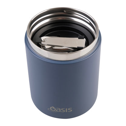 Insulated Food Flask with Handle & Spoon | Indigo 480ml